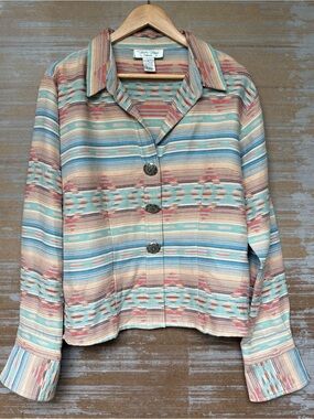 Tasha Polizzi Serape Concho Jacket Turquoise Western Boho Prairie Womens XL